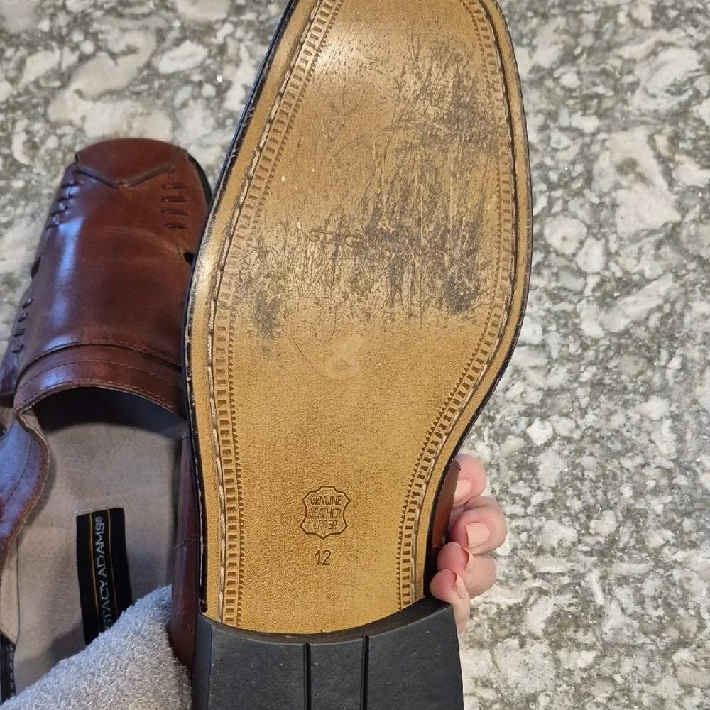 Stacy Adams Brown Leather Slip-On Sandals